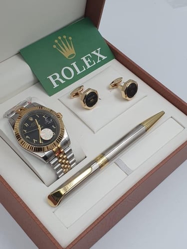 طقم ساعة وقلم وكبك رولكس الدرجة الاولى -9