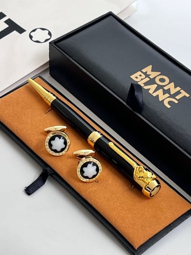 قلم و كبك منتو بلانك وجه الذيب مع الملحقات كحلي