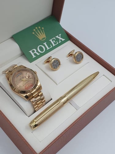طقم ساعة وقلم وكبك رولكس الدرجة الاولى - 3