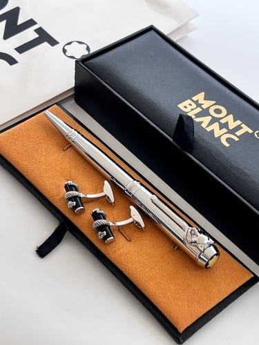 قلم و كبك منتو بلانك وجه الذيب مع الملحقات اخضر