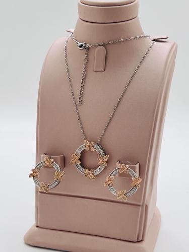 طقم إكسسوارات سلسال مع حلق فضي