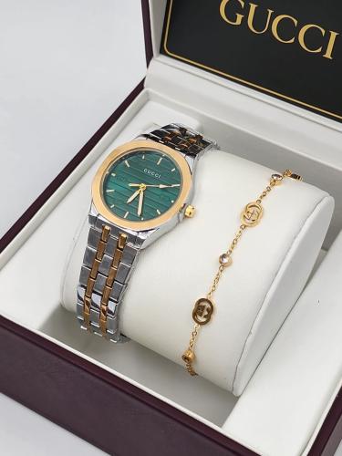 طقم ساعة مع اسواره درجة اولى من قوتشي مع الملحقات