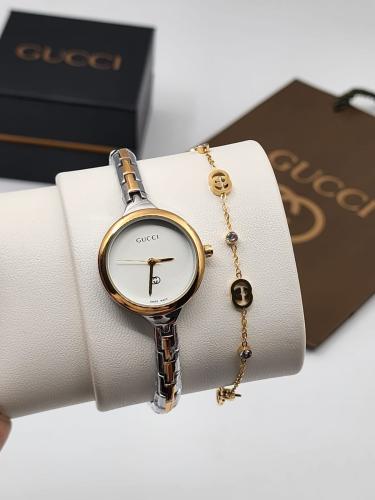 ساعه مع اسوارة ماركة قوتشي مع جميع الملحقات