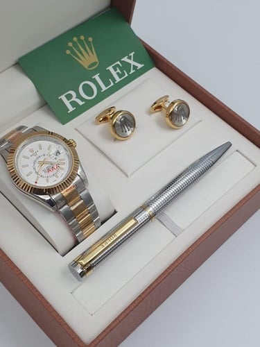 طقم ساعة وقلم وكبك رولكس الدرجة الاولى - 3