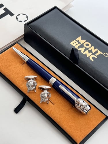 قلم و كبك منتو بلانك وجه الذيب مع الملحقات كحلي