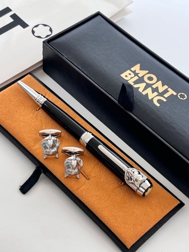 قلم و كبك منتو بلانك وجه الذيب مع الملحقات اخضر