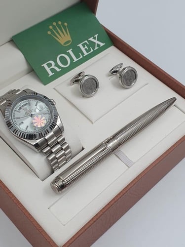 طقم ساعة وقلم وكبك رولكس الدرجة الاولى -9