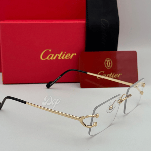 نظارة كارتير معدني ذهبي بعدسة شفافة