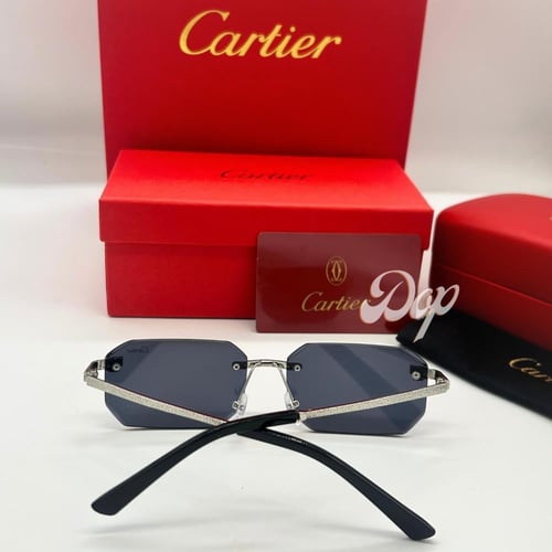 نظارة كارتير فضي بدون أطار عدسة سوداء