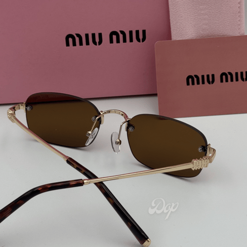 نظارة ميو ميو مربعة بدون إطار عدسة بُنية