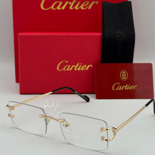 نظارة كارتير معدني ذهبي بعدسة شفافة