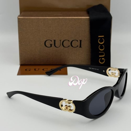 نظارة قوتشي أسود بيضاوي بعدسة سوداء