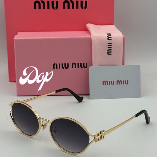 نظارة ميو ميو ذهبي بعدسة سوداء مدرج