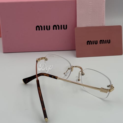 نظارة ميو ميو مربعة بدون إطار عدسة شفافة
