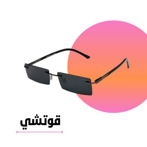 نظارة قوتشي مستطيل بدون أطار أسود كامل