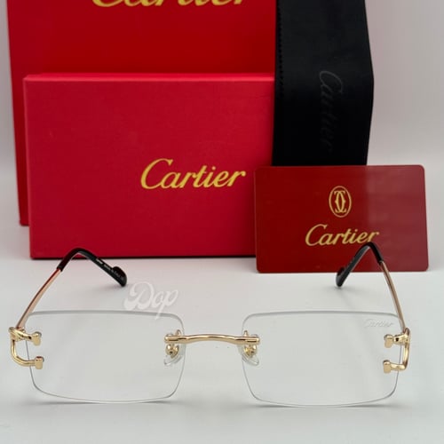 نظارة كارتير معدني ذهبي بعدسة شفافة