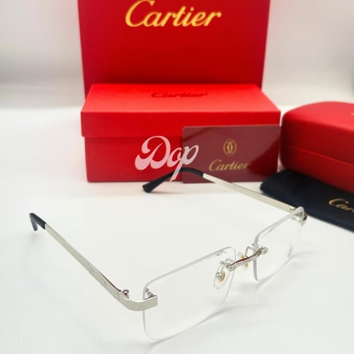 نظارة كارتير معدني فضي بعدسة شفافة
