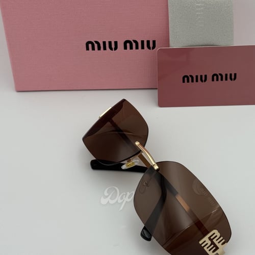 نظارة ميو ميو كيرف ذهبي بعدسة بنية