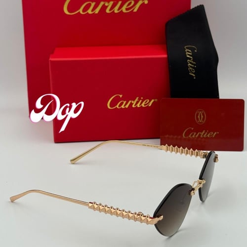 نظارة كارتير معدني ذهبي بعدسة بني مدرج