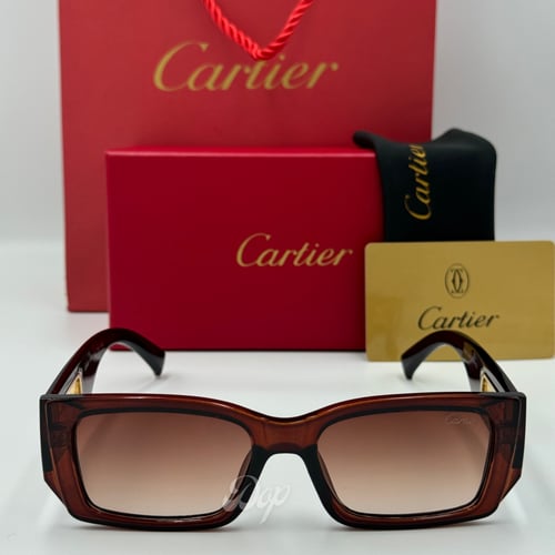 نظارة كارتير بعدسة مستطيلة بني كامل