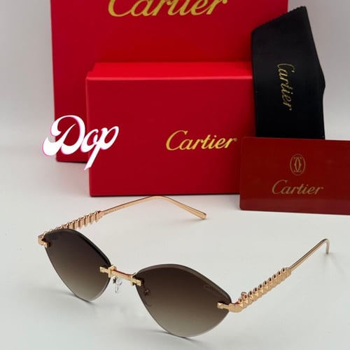 نظارة كارتير معدني ذهبي بعدسة بني مدرج