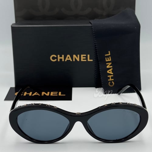 نظارة شانيل Eye-Cat أسود بشعار ذهبي