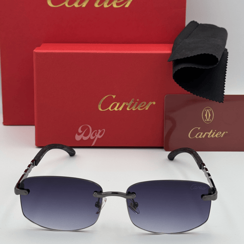 نظارة كارتير خشبي فضي بعدسة سوداء مدرجة الاصدار ال...