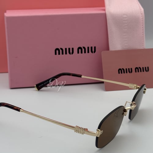 نظارة ميو ميو مربعة بدون إطار عدسة بُنية