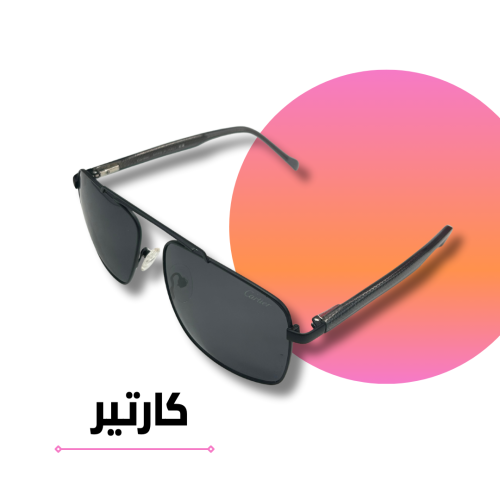 نظارة كارتير أسود كامل مربعة بعدسة سوداء