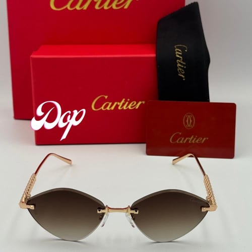 نظارة كارتير معدني ذهبي بعدسة بني مدرج