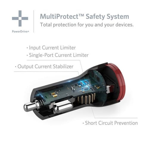 شاحن سيارة أنكر أسود + كيبل بمنفذ واحد يدعم تقنية...