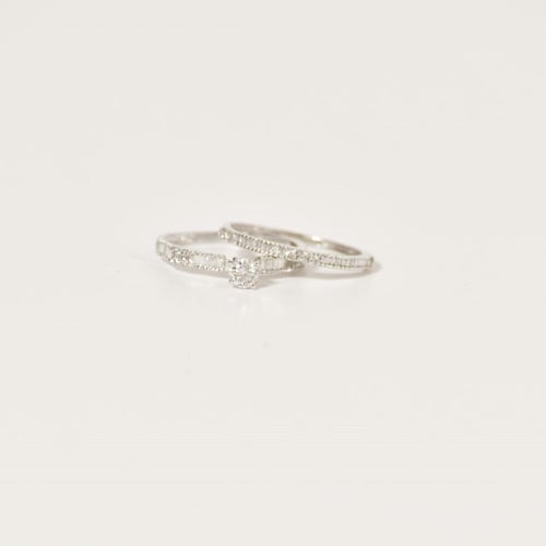 توينز سوليتير الماس مع ذهب ابيض