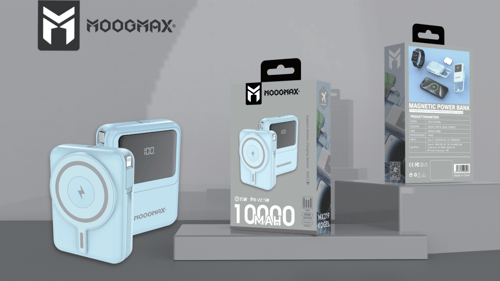 شاحن متنقل وايرلس و كيبل 10000mAh شركة MOOGMAX
