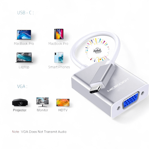 محول Type-C الى VGA للعرض الى البروجكتر