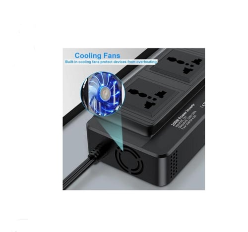 محول الطاقه للسياره بقوة 200w ومعدل 12فولت لون أسو...