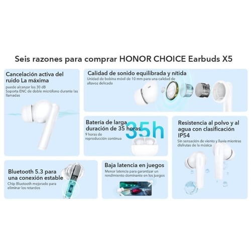 سماعة هونر بلوتوث لون ابيض Honor Choice Earbuds X5