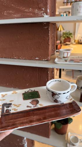 Plate "art painting" + espresso cup