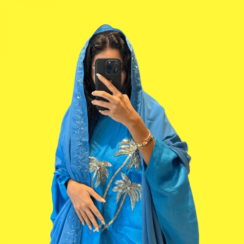 Groovy Palm in Bluebird blue