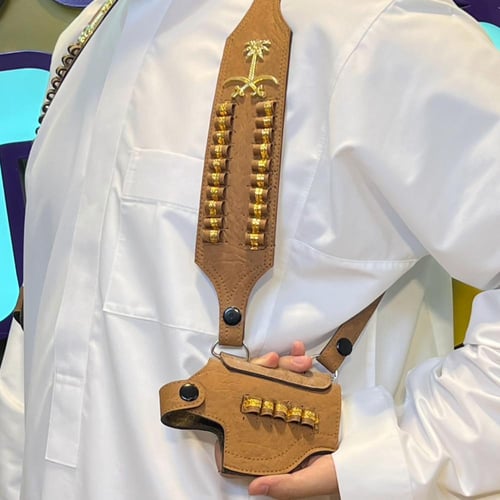 محزم مسدس نص | سيفين و نخلة