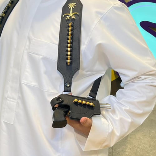 محزم مسدس نص | سيفين و نخلة