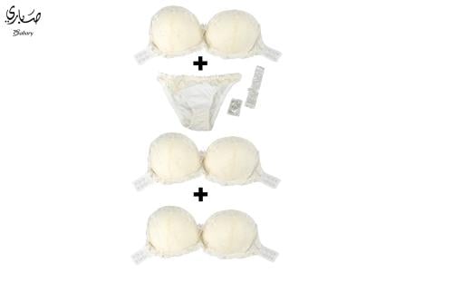 طقم حمالة صدر نسائية وكلوت مع سير شفاف (عبوة) 3 قط...