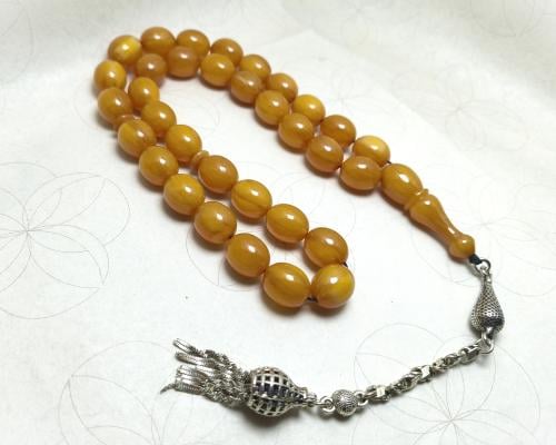 سبحة فاتوران تركي لون أصفر عسلي