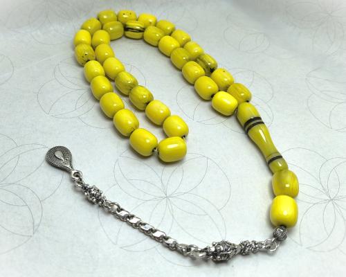 سبحة فاتوران تركي لون "أصفر ليموني موشح"