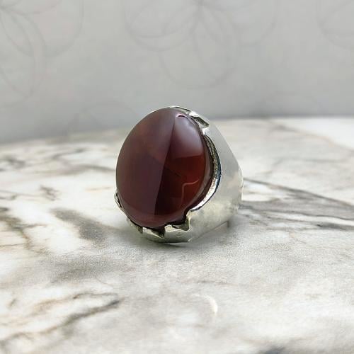 خاتم عقيق يماني كبدي درجة اولى