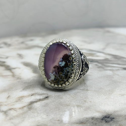 خاتم عقيق يماني ورد الربيع السوسني