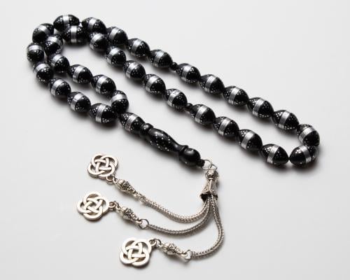 سبحة خشب الكوك فضية بتصميم كلاسيكي فاخر 33 حبة