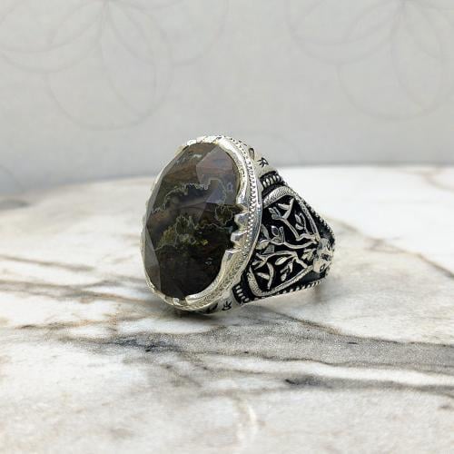 خاتم عقيق خرائطي يماني راهي