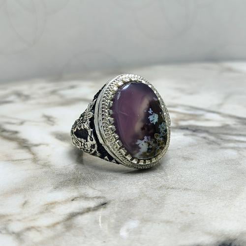 خاتم عقيق يماني ورد الربيع السوسني