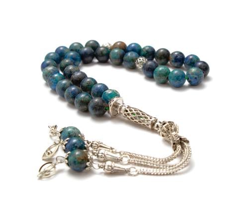 سبحة عقيق أزرق عتيق 33 حبة