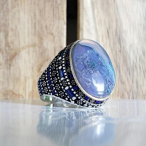 خاتم عقيق يماني طحلبي